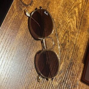 Ray-Ban Gold and Brown Sunglasses Pencil